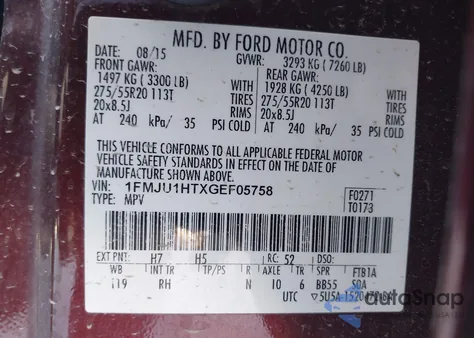 2016 Ford Expedition King Ranch from USA, damaged, VIN 1FMJU1HTXGEF05758